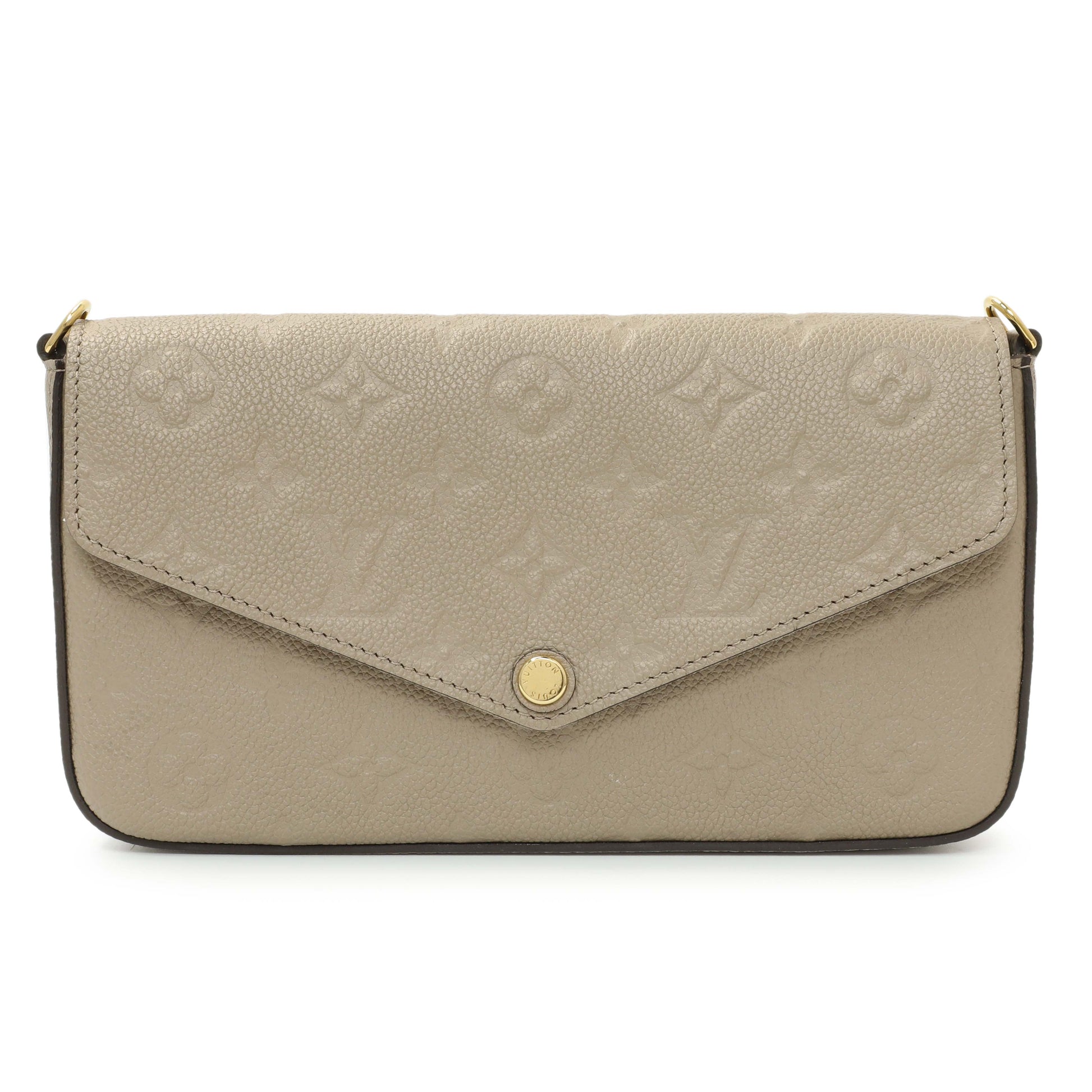 Exclusive Louis Vuitton Tourterelle Empreinte Pochette Felicie Chain Wallet — Side View