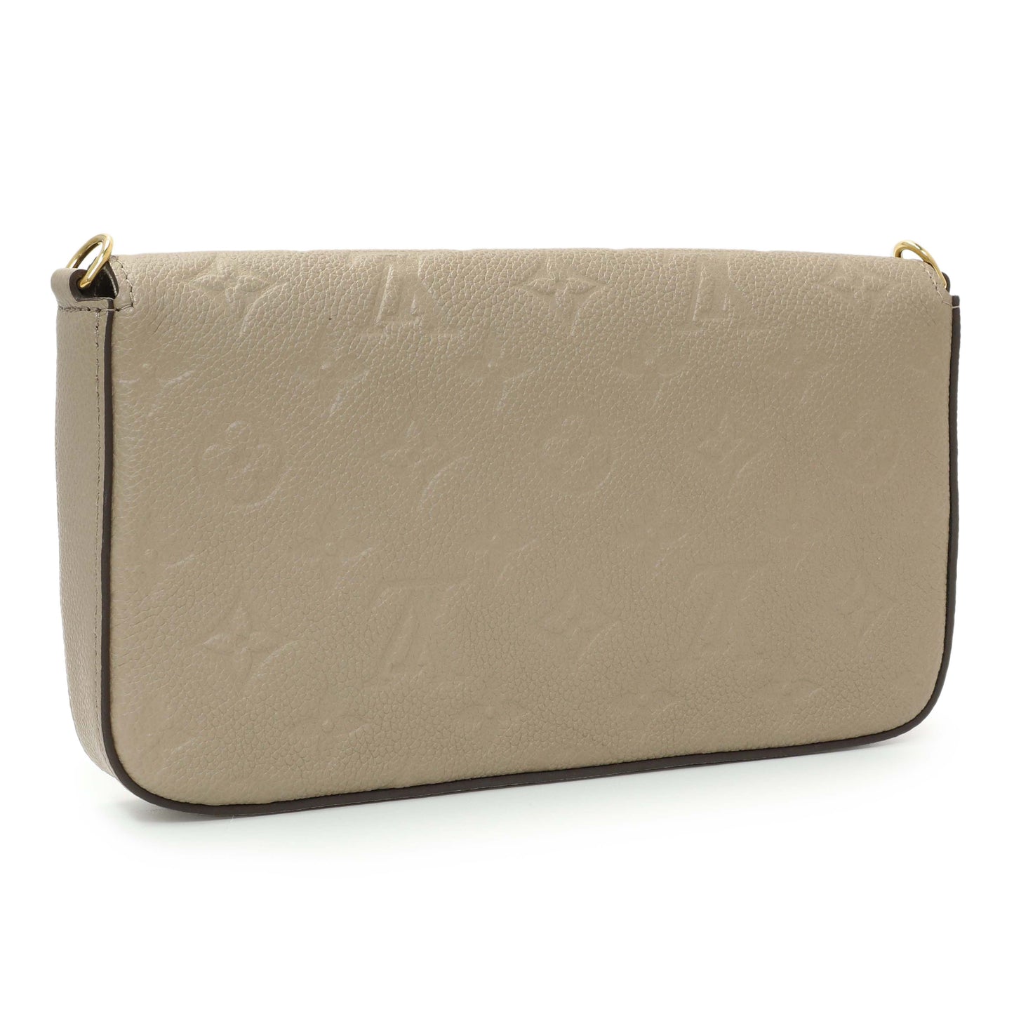 Exclusive Louis Vuitton Tourterelle Empreinte Pochette Felicie Chain Wallet — Back View