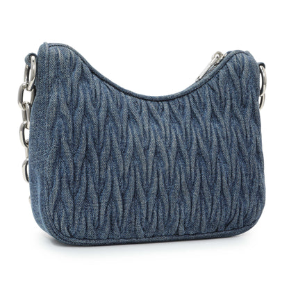 Exclusive Miu Miu Blue Denim Matelasse Crossbody — Side View