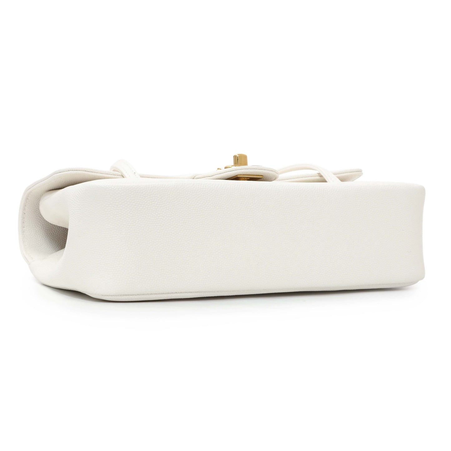Exclusive Chanel White Shiny Caviar Preppy Coco Small Flap — Back View