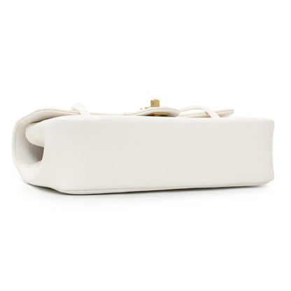 Exclusive Chanel White Shiny Caviar Preppy Coco Small Flap — Back View