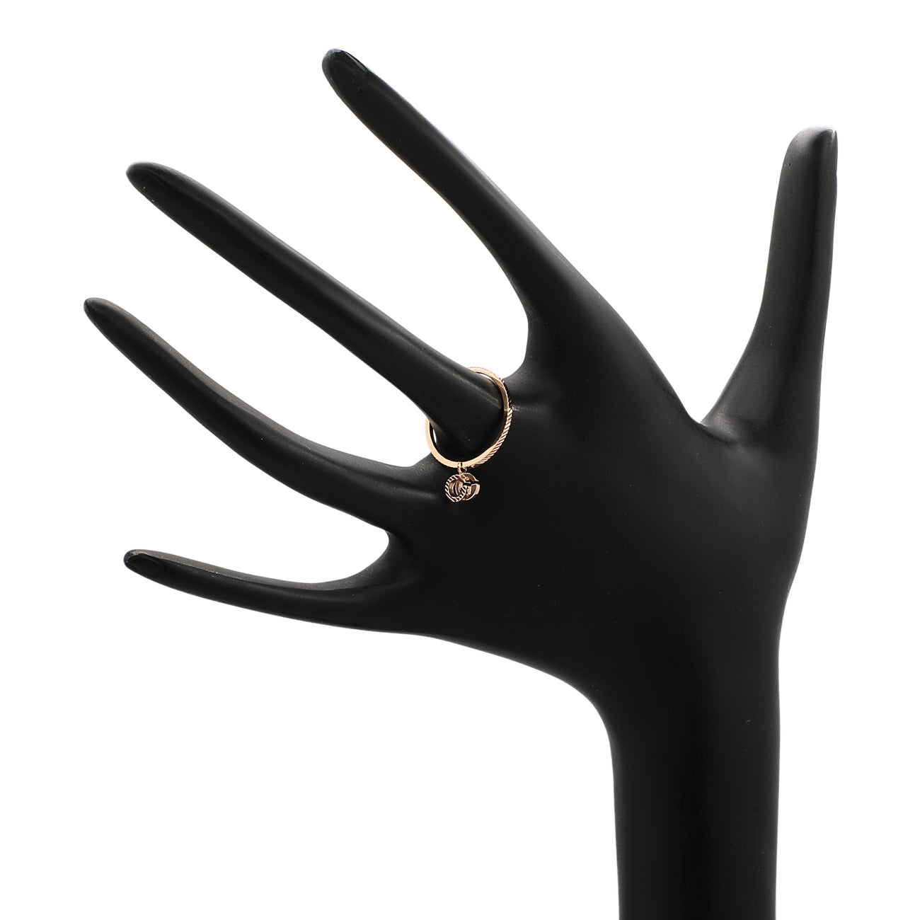 Exclusive Gucci 18K Rose Gold GG Running Charm Ring — Back View