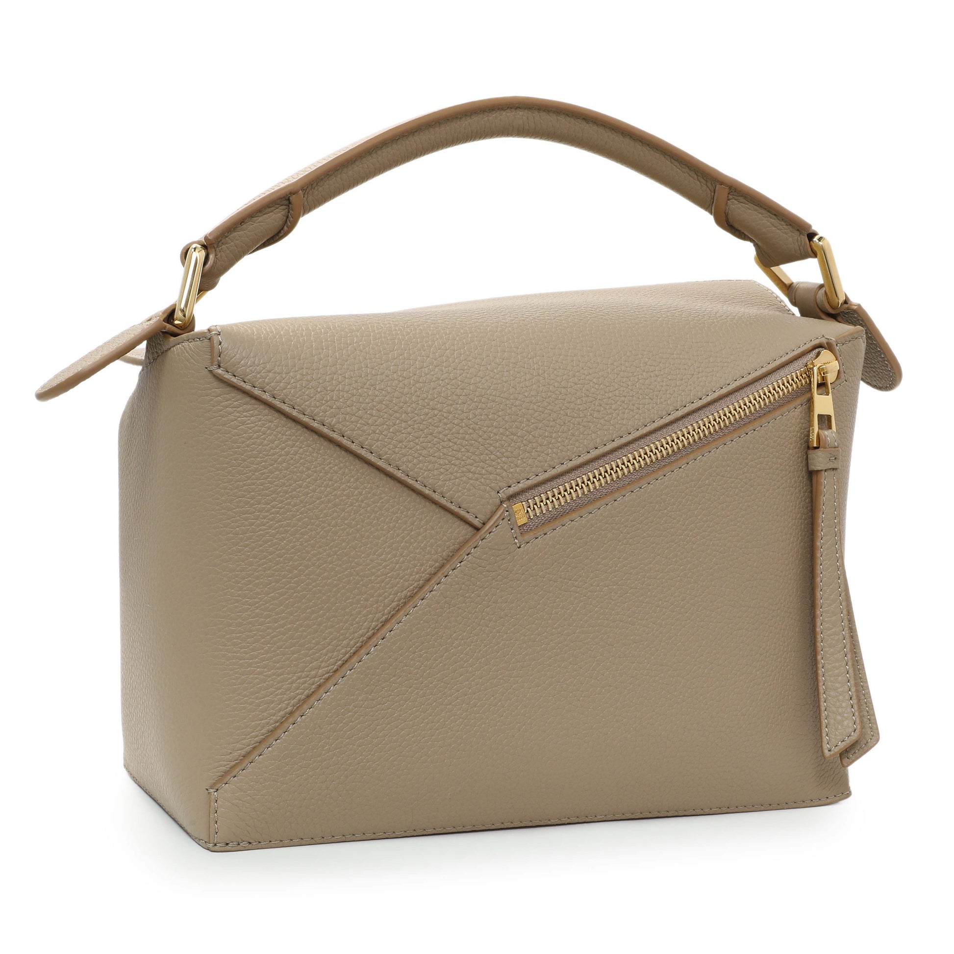 Exclusive Loewe Beige Grained Calfskin Small Puzzle Edge Bag — Side View