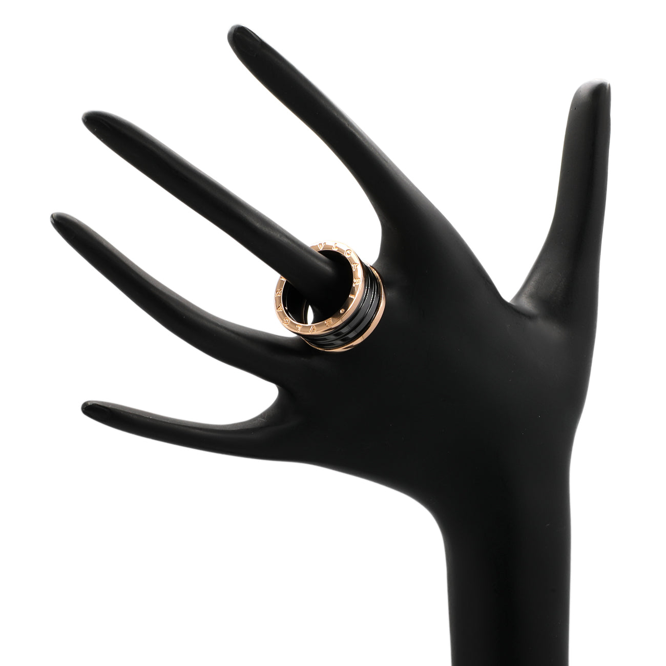 Exclusive Bulgari 18K Rose Gold Ceramic B.Zero1 Four-Band Ring — Back View