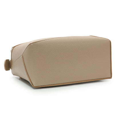 Exclusive Loewe Beige Grained Calfskin Small Puzzle Edge Bag — Back View