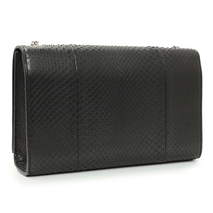 Exclusive Saint Laurent Black Snakeskin Monogram Kate Tassel Satchel — Side View
