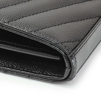 Exclusive Saint Laurent Black Grain De Poudre Matelasse Chevron Monogram Chain Wallet — Top View