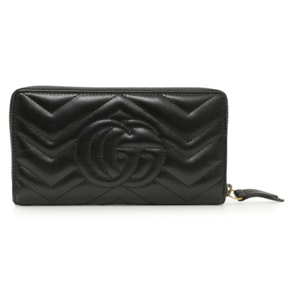 Exclusive Gucci Black Calfskin Matelasse GG Marmont Zip Around Wallet — Side View