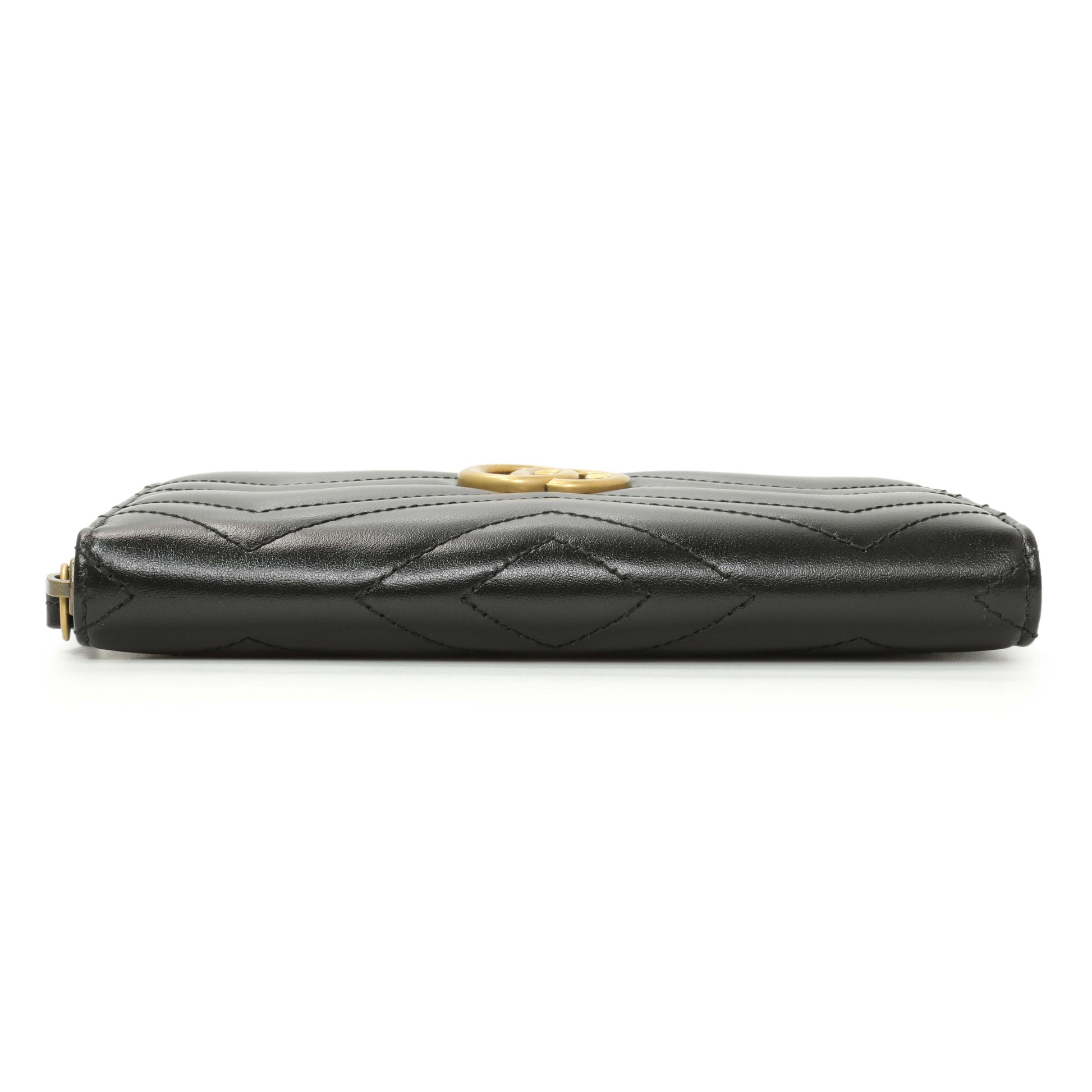 Exclusive Gucci Black Calfskin Matelasse GG Marmont Zip Around Wallet — Back View