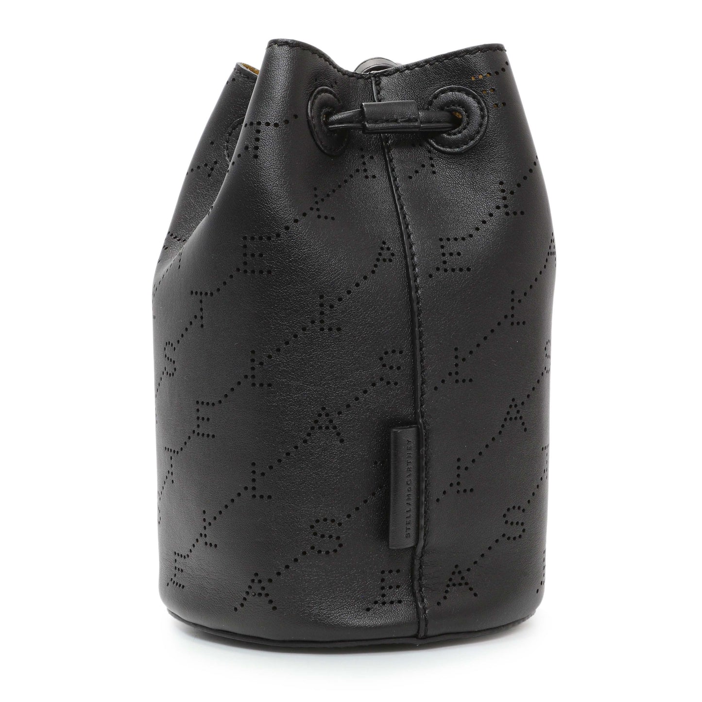 Exclusive Stella McCartney Black Eco Alter Nappa Perforated Logo Mini Bucket Bag — Side View