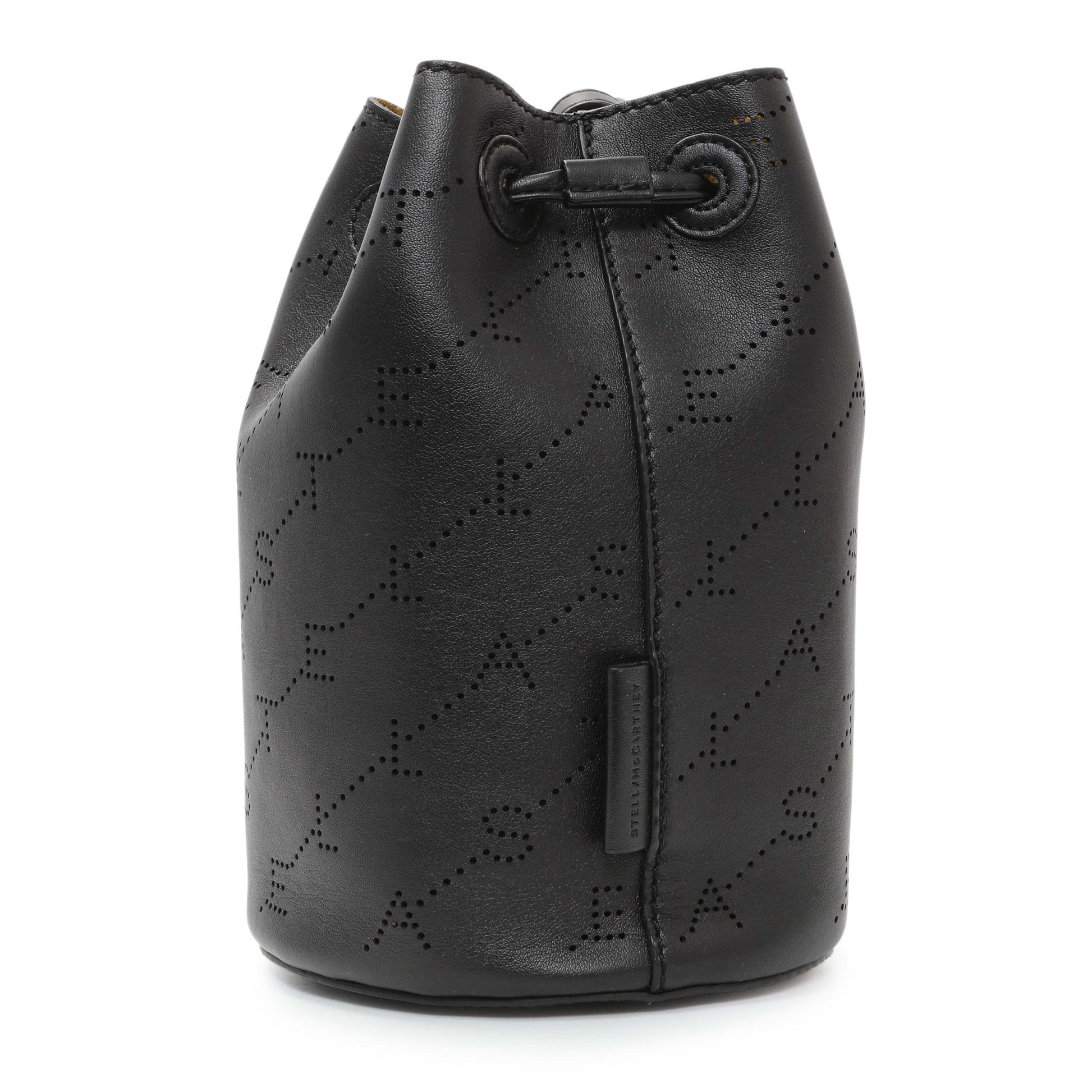 Exclusive Stella McCartney Black Eco Alter Nappa Perforated Logo Mini Bucket Bag — Side View