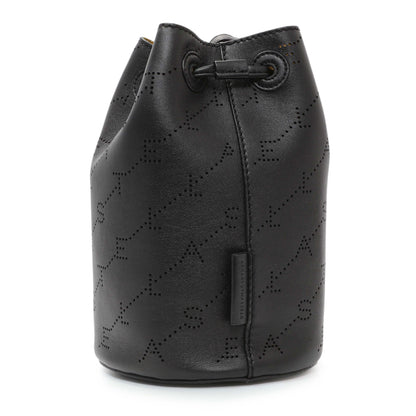 Exclusive Stella McCartney Black Eco Alter Nappa Perforated Logo Mini Bucket Bag — Side View