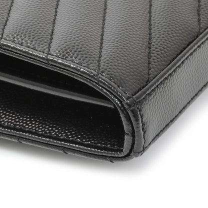 Exclusive Saint Laurent Black Grain De Poudre Matelasse Chevron Monogram Chain Wallet — Lifestyle View