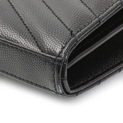 Exclusive Saint Laurent Black Grain De Poudre Matelasse Chevron Monogram Chain Wallet — Alternate View 7