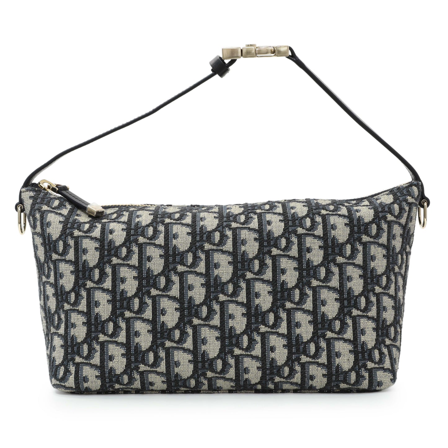 Exclusive Christian Dior Blue Oblique Jacquard Medium DiorTravel Nomad Pouch — Front View