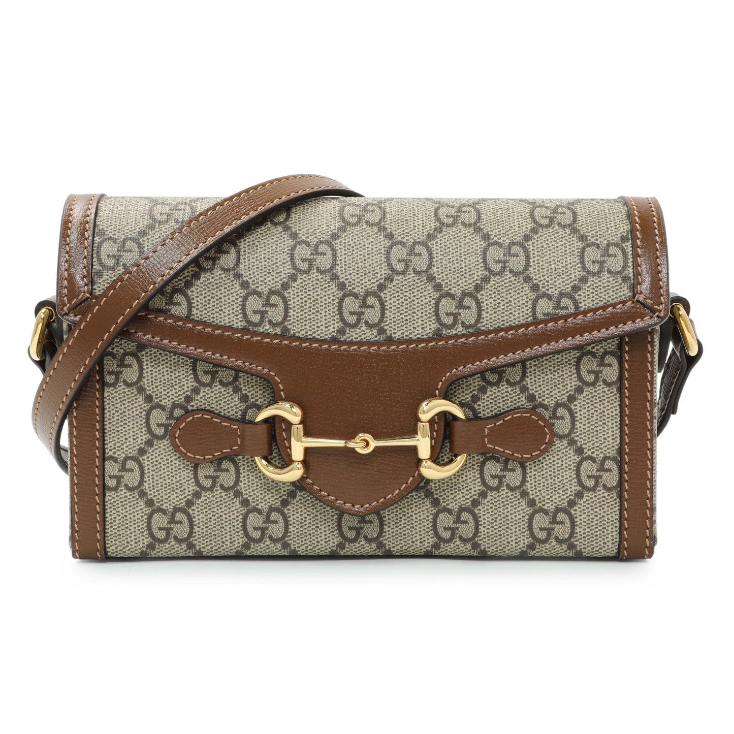 Exclusive Gucci GG Supreme Monogram Mini Horsebit 1955 Shoulder Bag — Front View