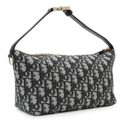 Exclusive Christian Dior Blue Oblique Jacquard Medium DiorTravel Nomad Pouch — Side View