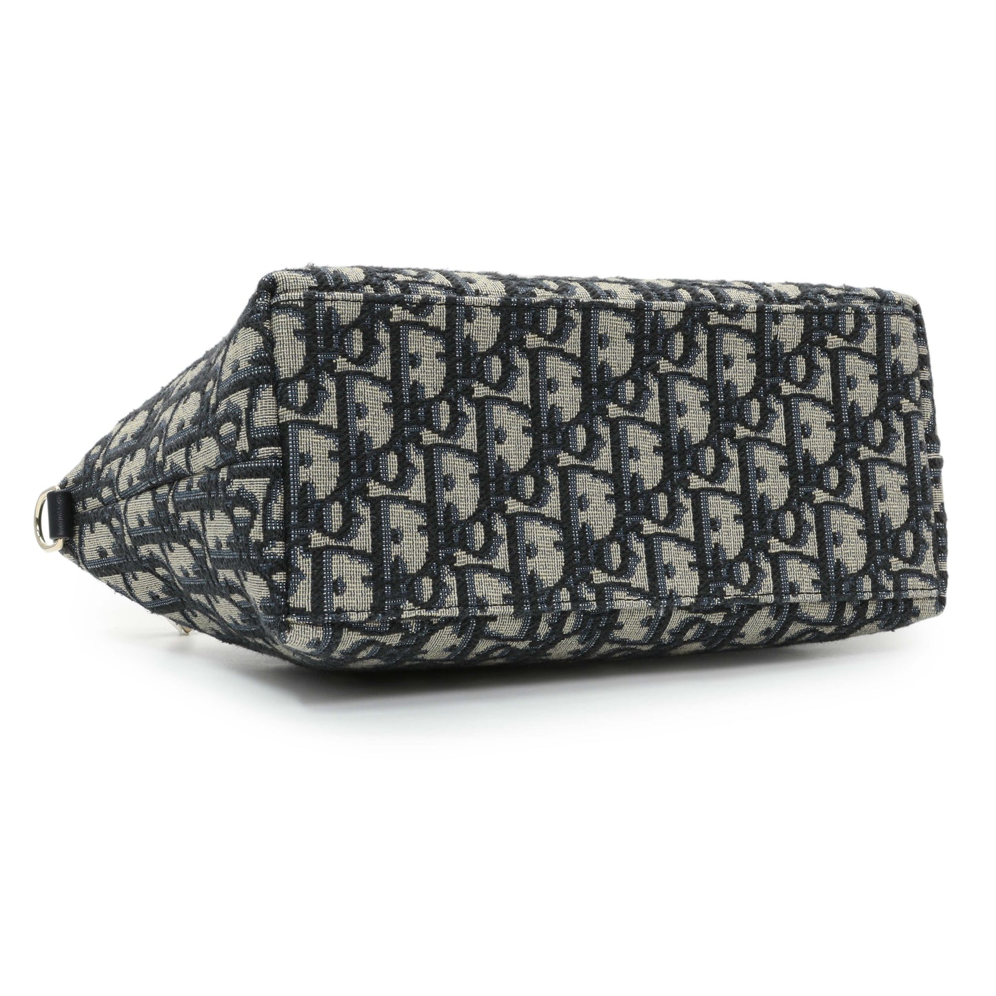 Exclusive Christian Dior Blue Oblique Jacquard Medium DiorTravel Nomad Pouch — Back View