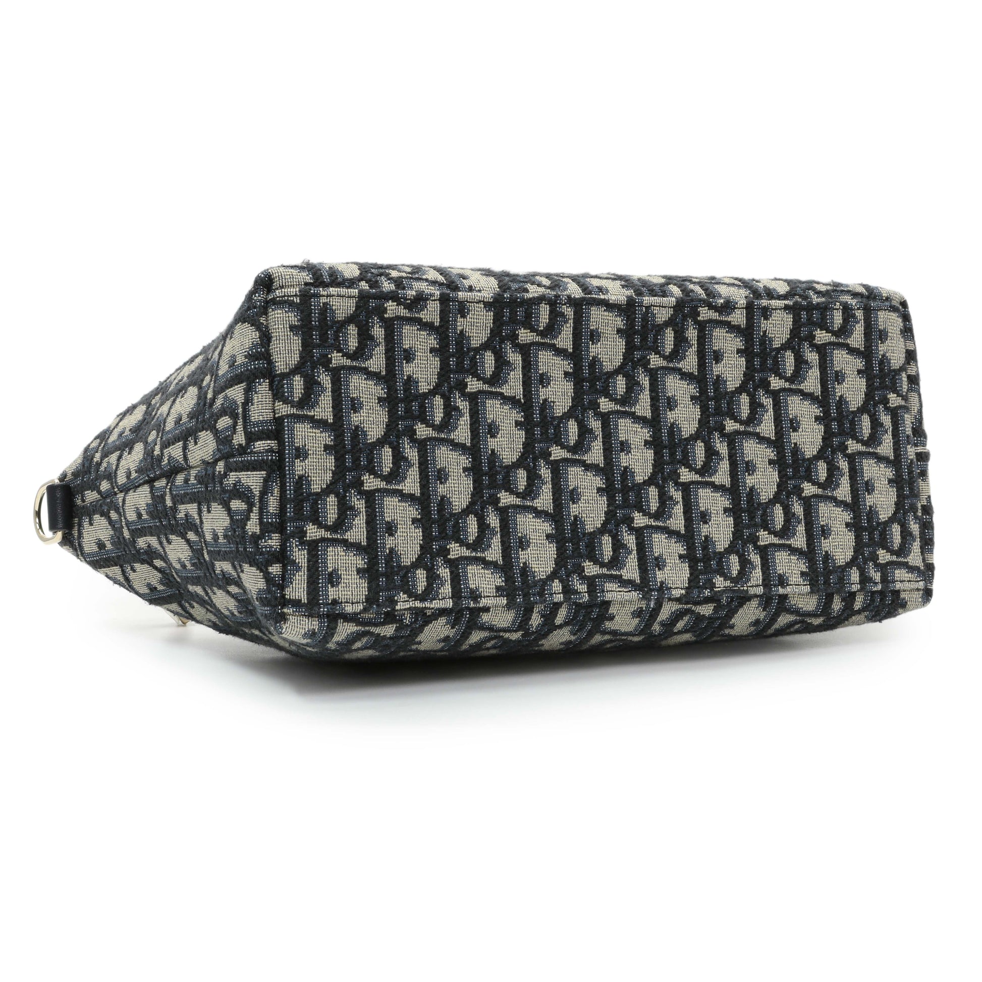 Exclusive Christian Dior Blue Oblique Jacquard Medium DiorTravel Nomad Pouch — Back View