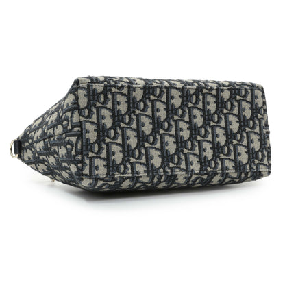 Exclusive Christian Dior Blue Oblique Jacquard Medium DiorTravel Nomad Pouch — Back View