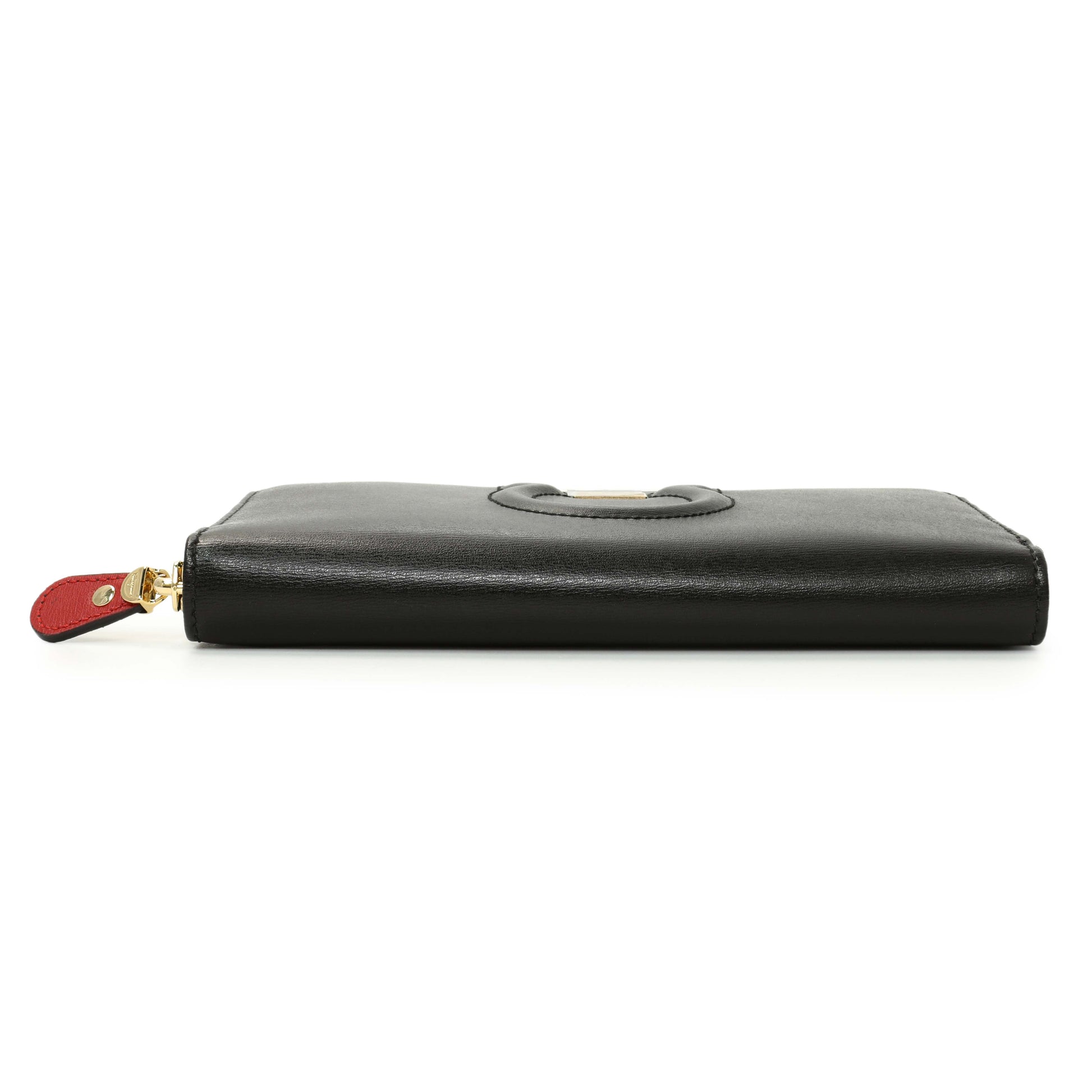 Exclusive Salvatore Ferragamo Black Calfskin Gancini Zip Around Wallet — Back View