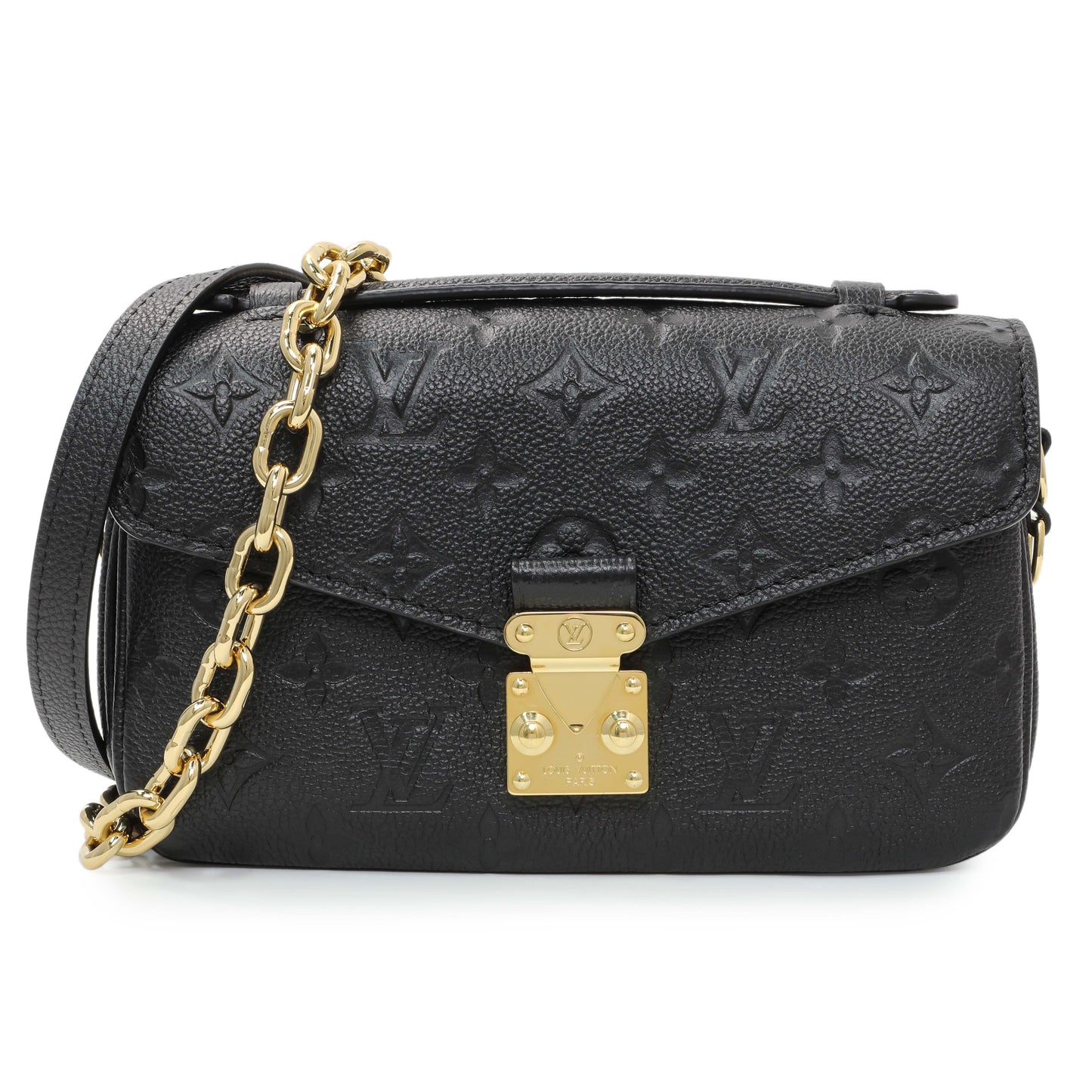 Exclusive Louis Vuitton Black Empreinte Pochette Metis East West — Front View