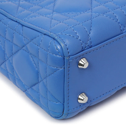 Exclusive Christian Dior Blue Lambskin Cannage Mini Lady Dior — Top View