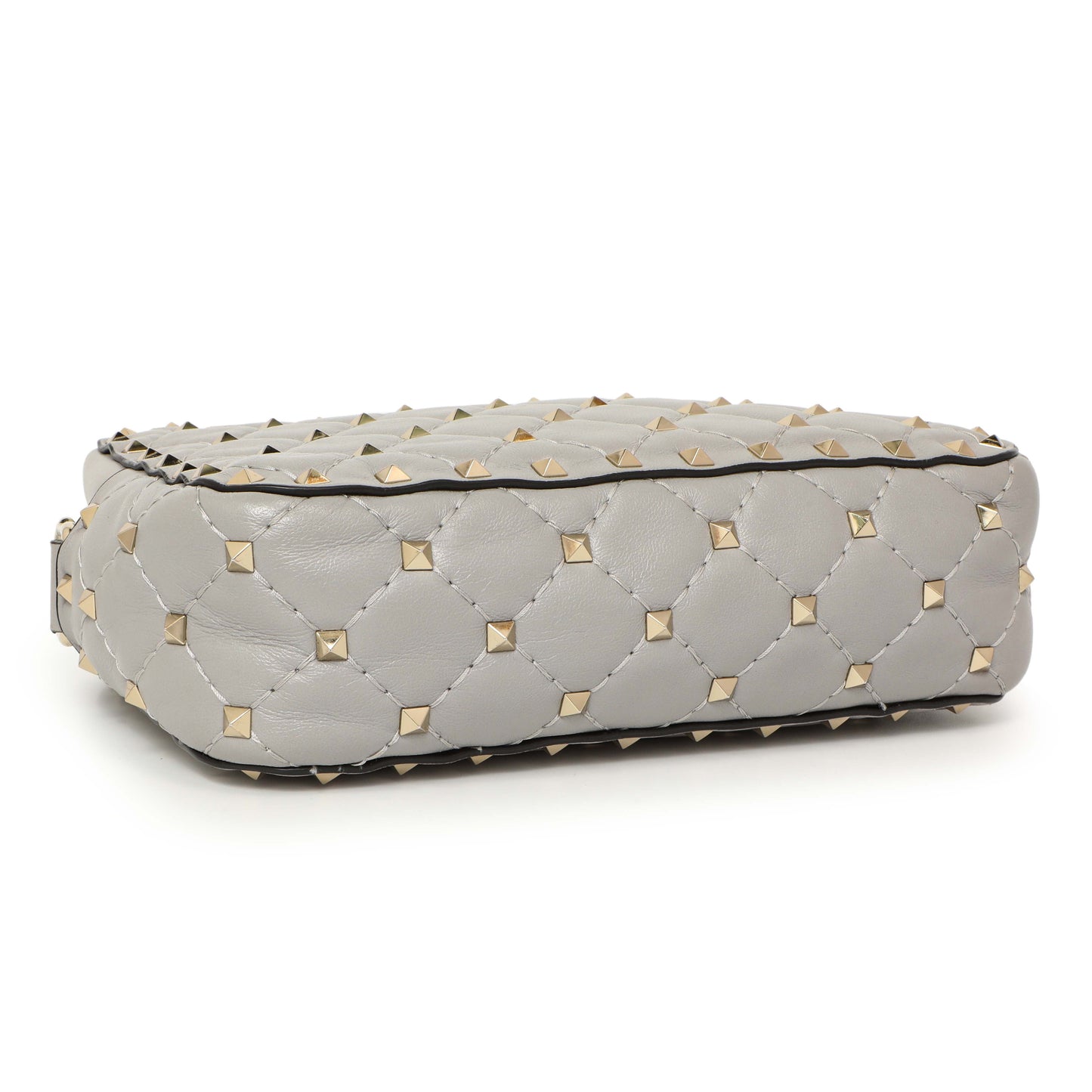 Exclusive Valentino Grey Nappa Rockstud Spike Camera Crossbody Bag — Back View