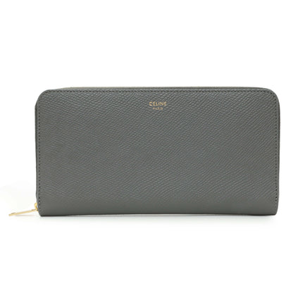 Exclusive Celine Grey Calfskin Large Zip Around Multifunction Wallet — Front View
