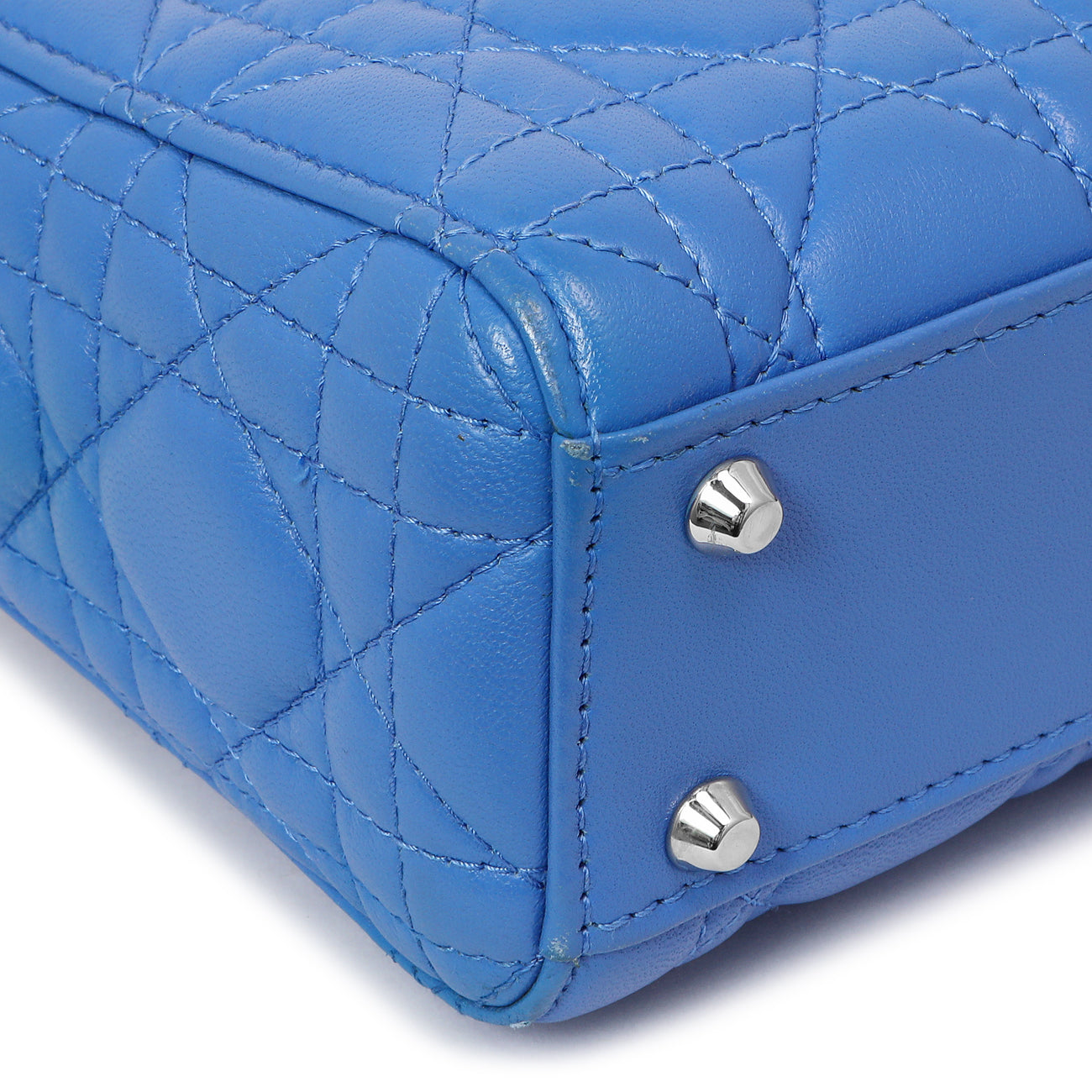 Exclusive Christian Dior Blue Lambskin Cannage Mini Lady Dior — Lifestyle View