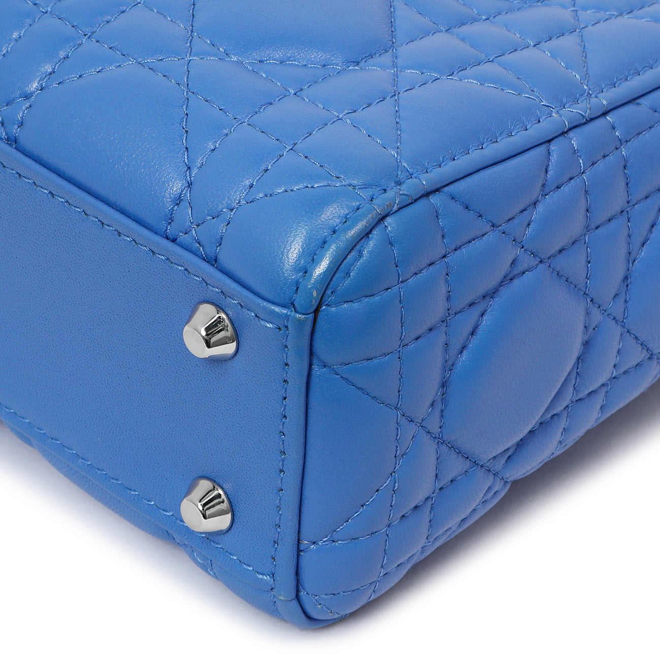 Exclusive Christian Dior Blue Lambskin Cannage Mini Lady Dior — Alternate View 7