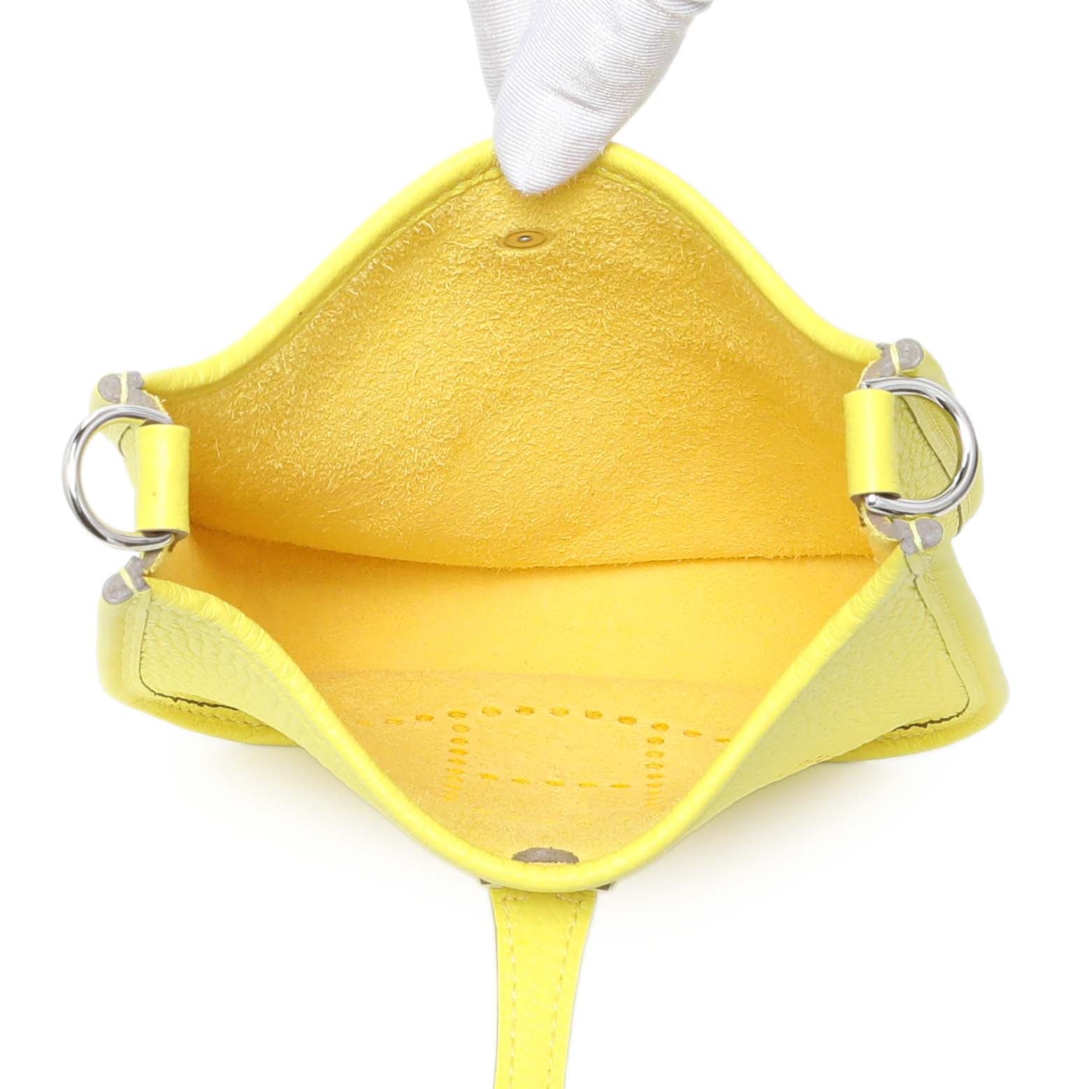 Exclusive Hermes Lime Citron Taurillon Clemence Maxi Quadrille Evelyne TPM — Top View