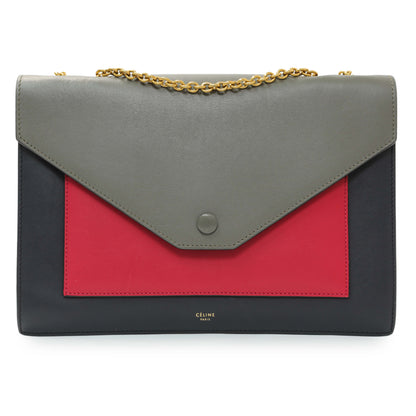 Exclusive Celine Tricolor Calfskin Pocket Envelope Shoulder Bag — Front View