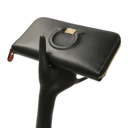 Exclusive Salvatore Ferragamo Black Calfskin Gancini Zip Around Wallet — Alternate View 7