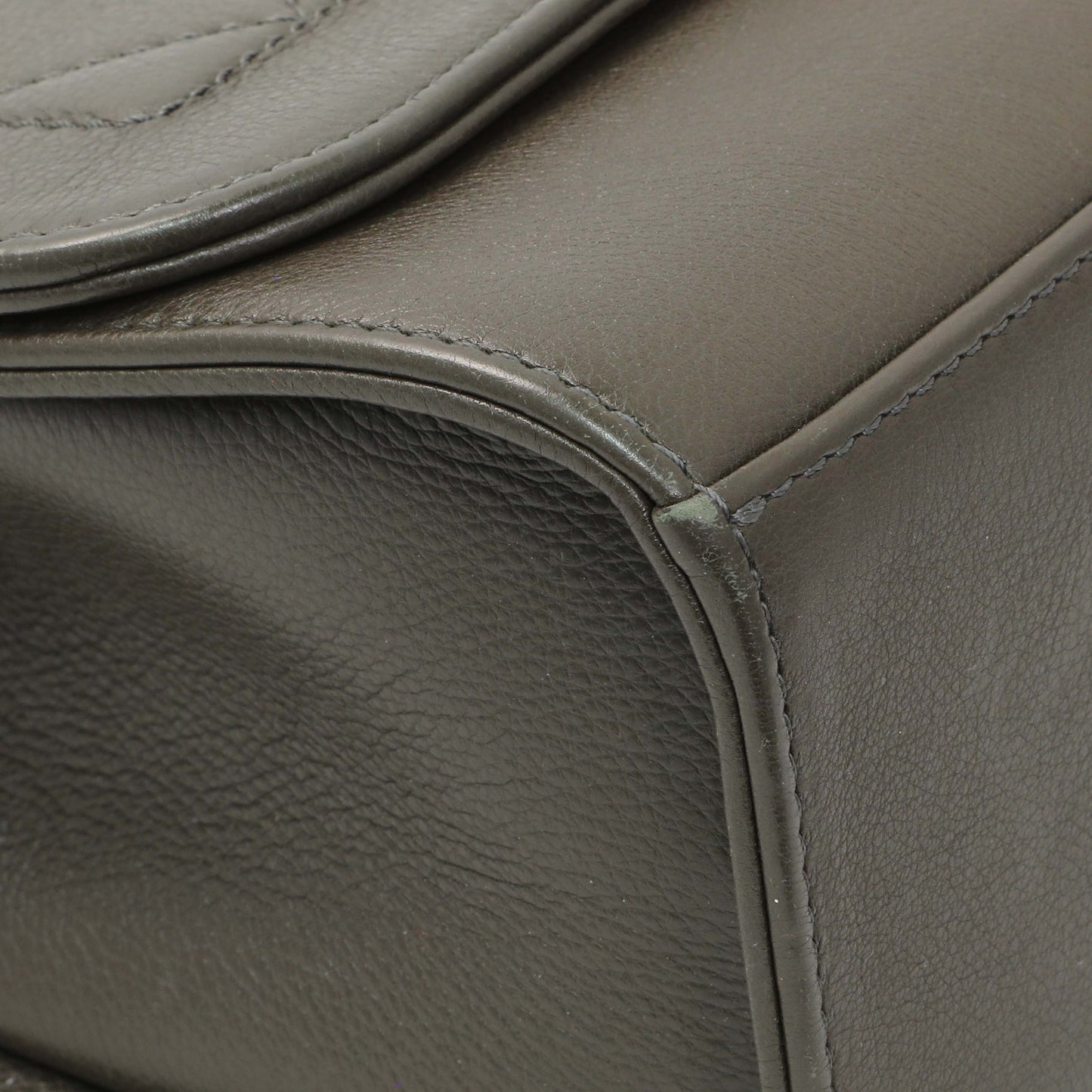 Exclusive Chanel Khaki Grained Calfskin Quilted Medium Label Click Flap — Top View