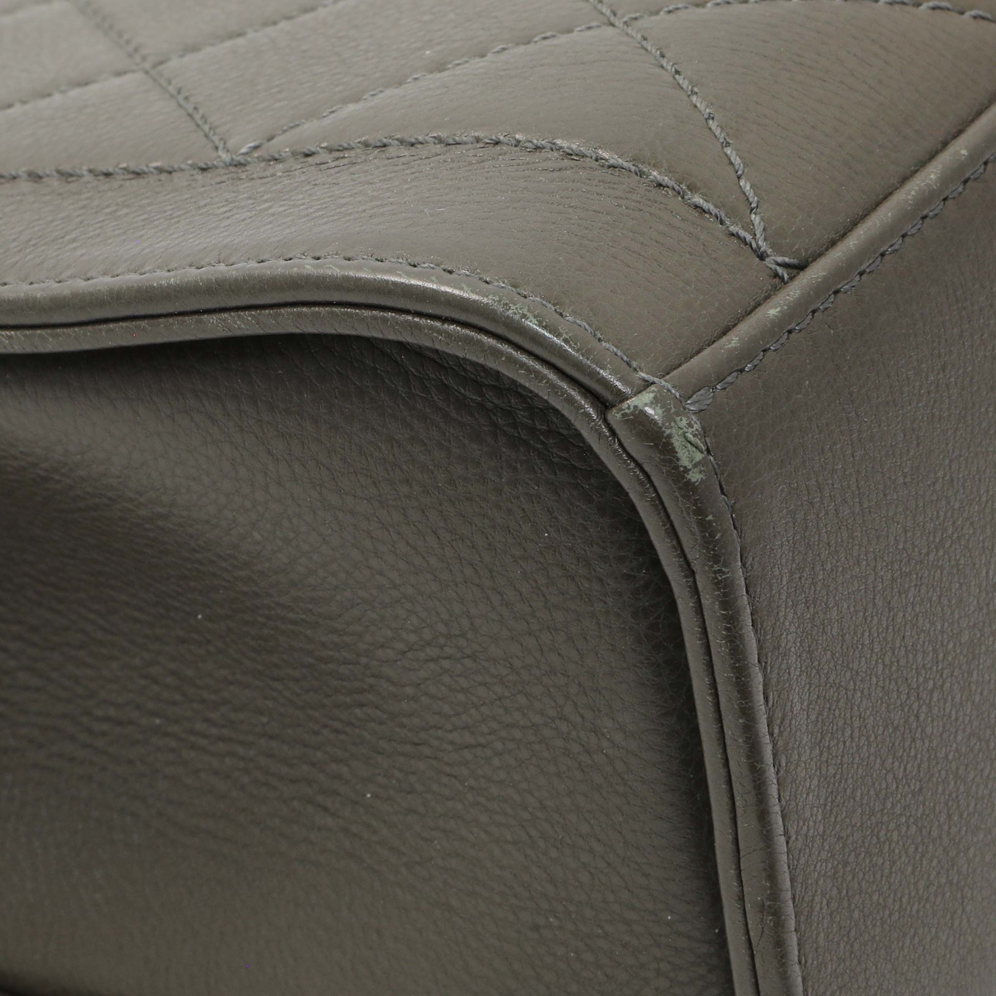 Exclusive Chanel Khaki Grained Calfskin Quilted Medium Label Click Flap — Lifestyle View