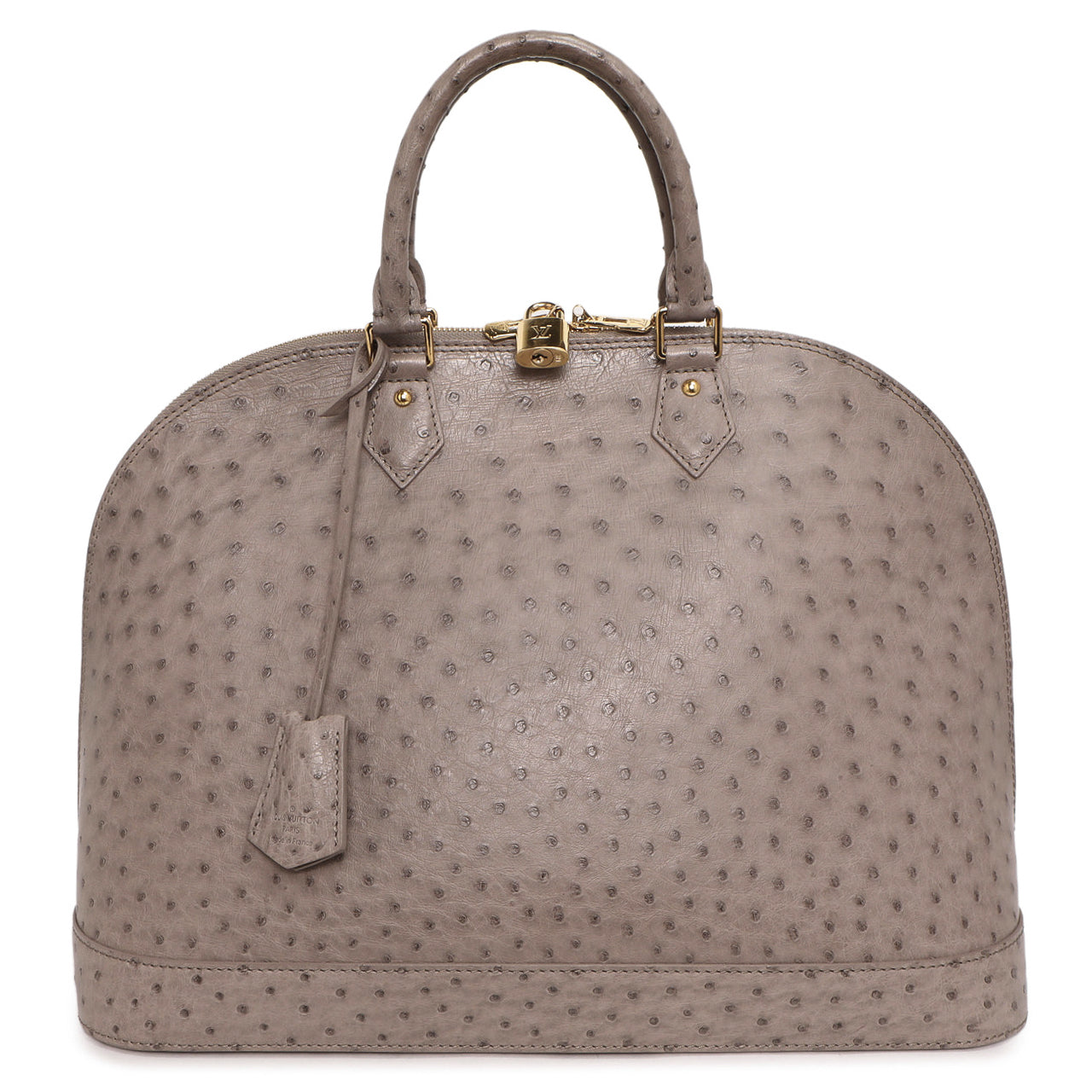 Exclusive Louis Vuitton Gris Ostrich Alma MM — Front View