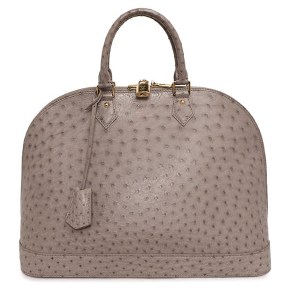 Exclusive Louis Vuitton Gris Ostrich Alma MM — Front View