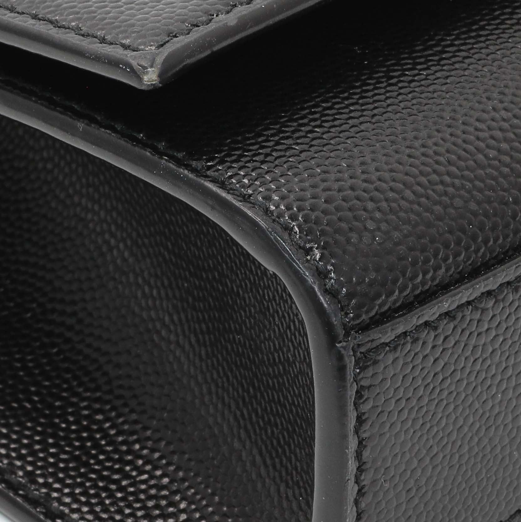 Exclusive Saint Laurent Black Grain De Poudre Medium Monogram Kate Satchel — Top View