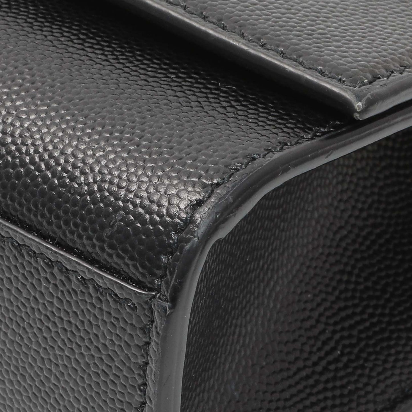 Exclusive Saint Laurent Black Grain De Poudre Medium Monogram Kate Satchel — Detail View