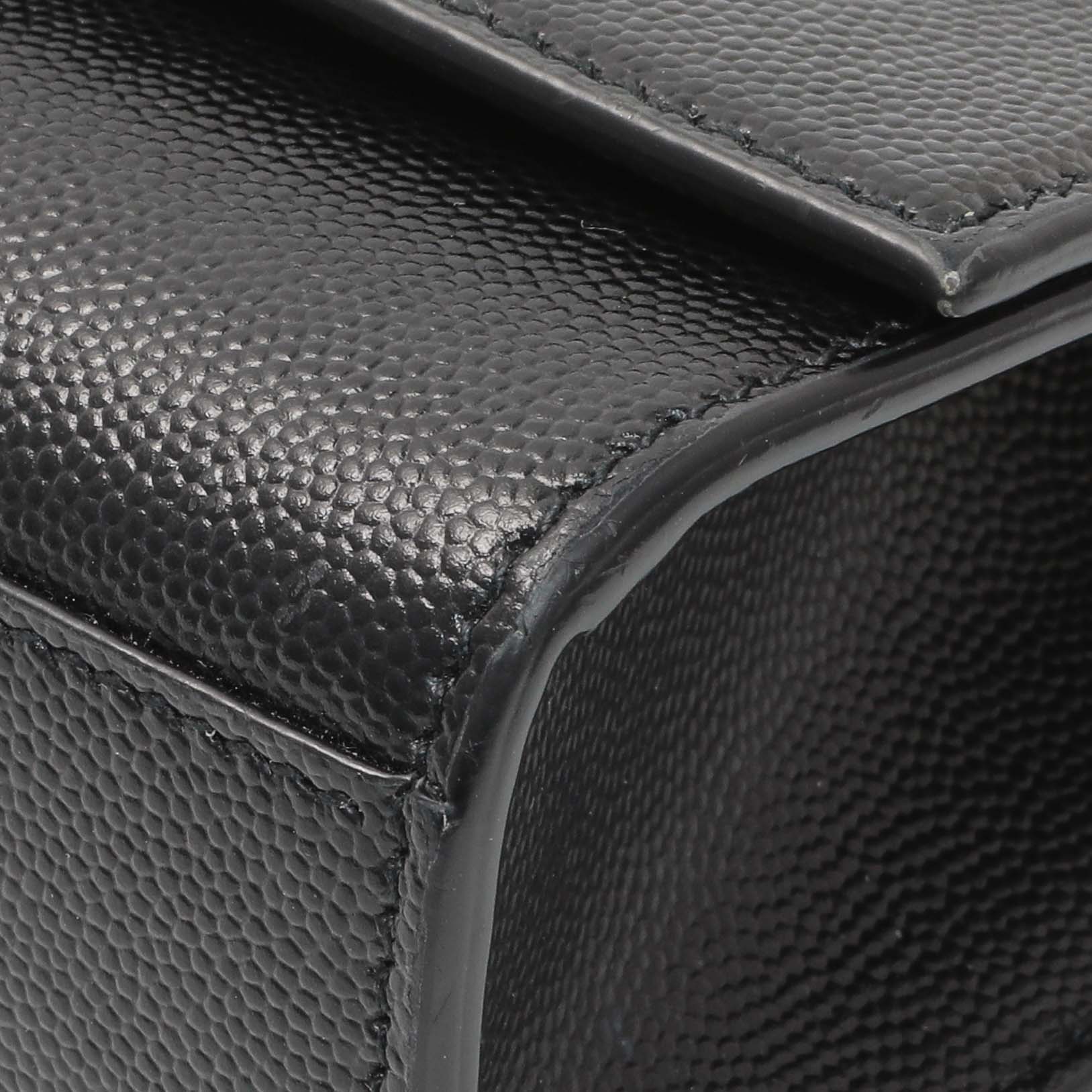 Exclusive Saint Laurent Black Grain De Poudre Medium Monogram Kate Satchel — Detail View