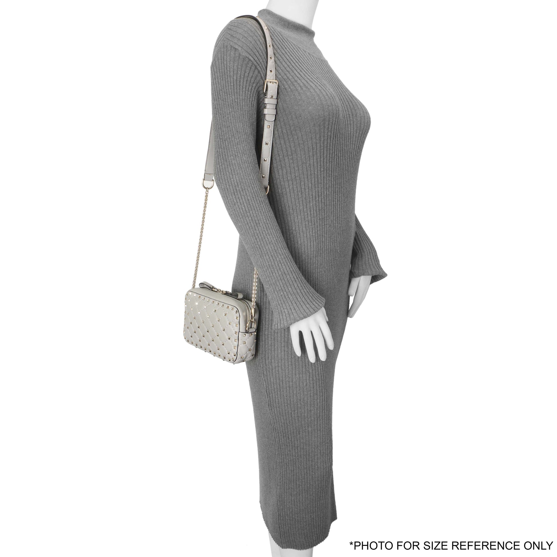 Exclusive Valentino Grey Nappa Rockstud Spike Camera Crossbody Bag — Alternate View 7