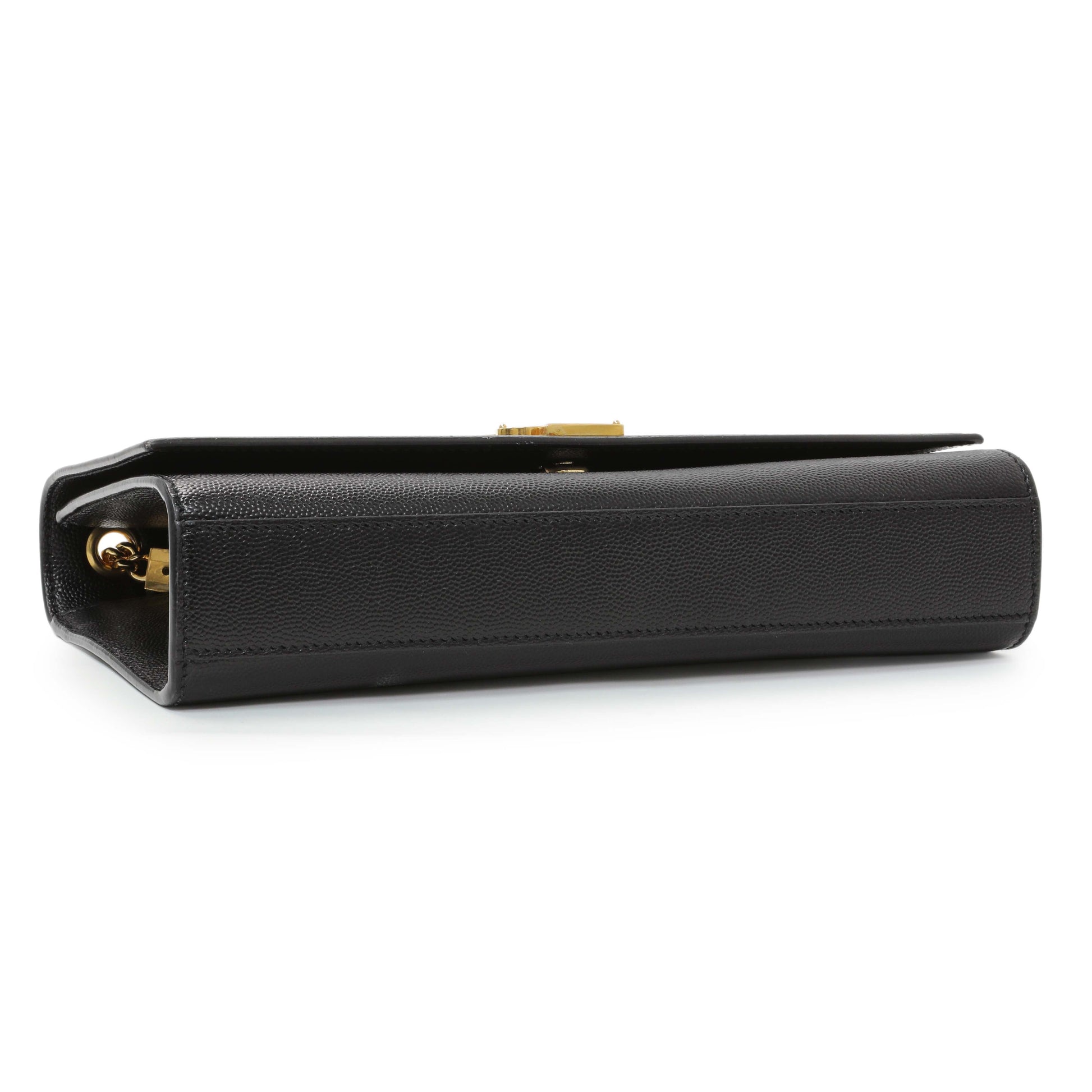 Exclusive Saint Laurent Black Grain De Poudre Medium Monogram Kate Satchel — Back View
