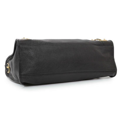 Exclusive Balenciaga Black Chevre Gold Metallic Edge Hardware City — Back View
