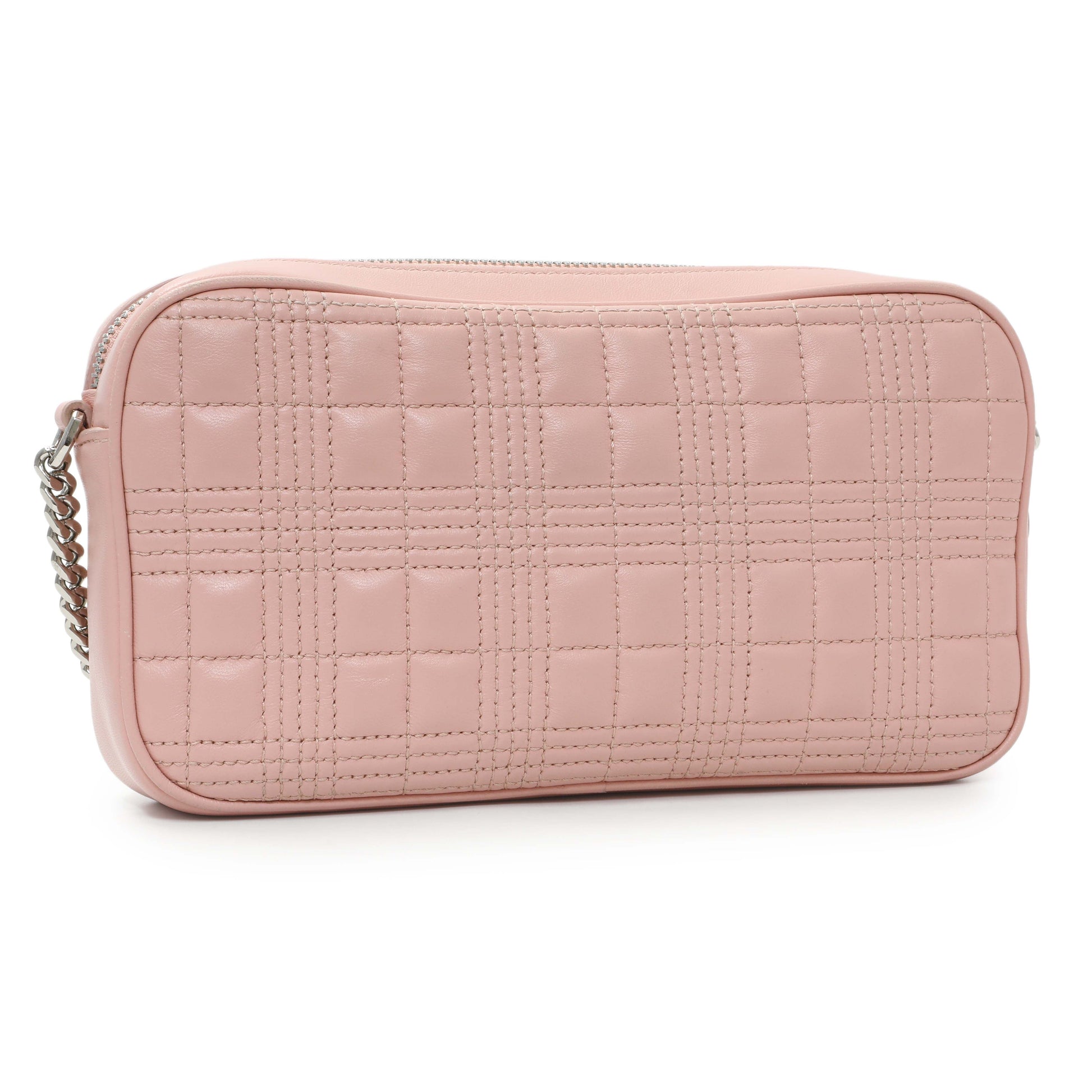 Exclusive Burberry Pink Quilted Calfskin Lola Camera Bag — Side View