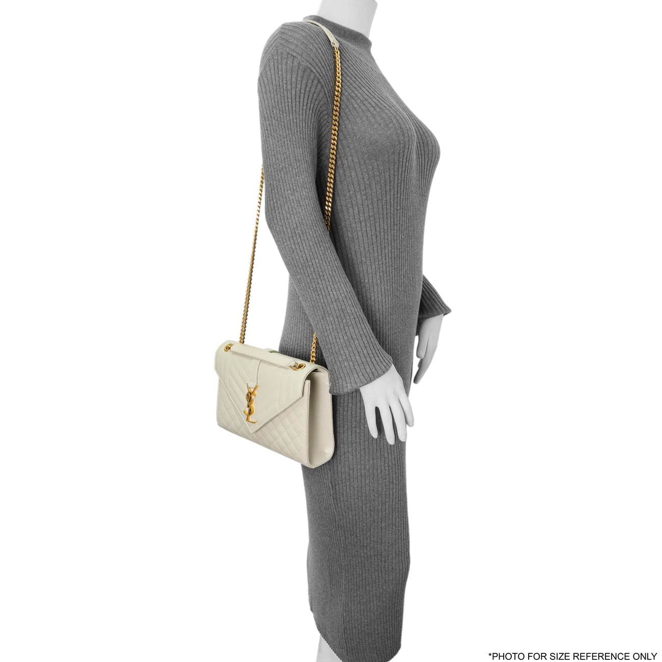 Exclusive Saint Laurent Crema Grain De Poudre Matelasse Chevron Medium Triquilt Monogram Satchel — Alternate View 7