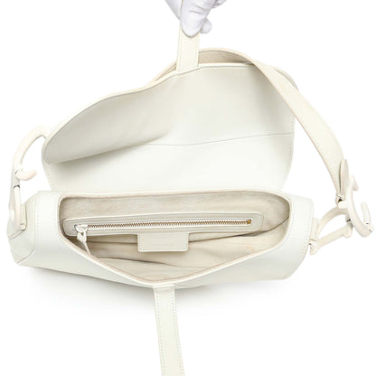 Exclusive Christian Dior White Ultra Matte Calfskin Saddle Bag — Top View