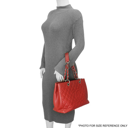 Exclusive Chanel Red Quilted Caviar Grand Shopping Tote GST — Alternate View 17