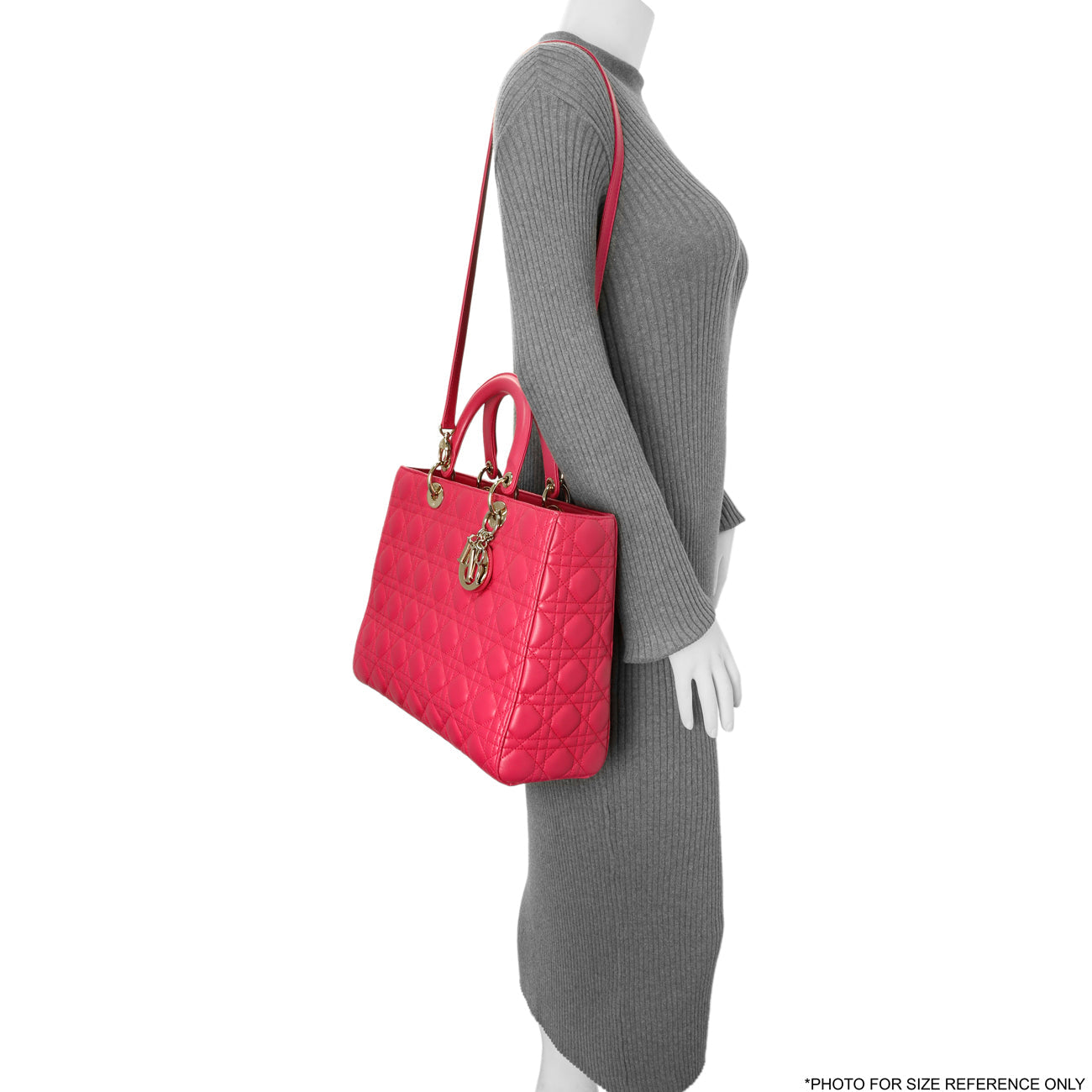 Exclusive Christian Dior Fuchsia Lambskin Cannage Large Lady Dior — Alternate View 13