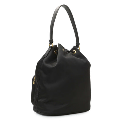 Exclusive Prada Black Re-Nylon Saffiano Duet Bucket Crossbody Bag — Side View